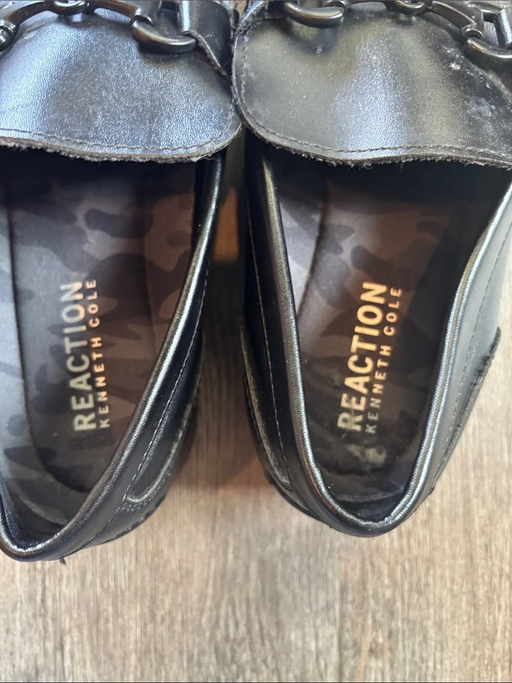 Kenneth Cole Reaction Black Leather Bit Slip-On Loafers